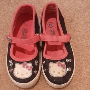Hello Kitty Sparkly Black and Pink Shoes, Girld Size 10